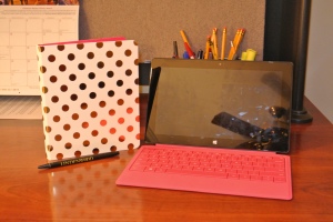 My new Kate Spade journal and my technology.